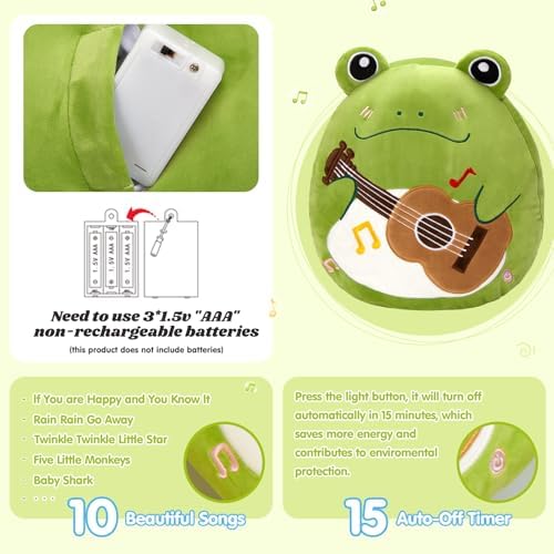 Light Up Singing Frog Plush Pillow