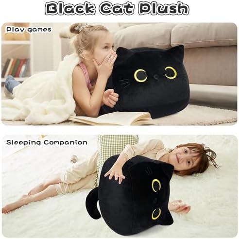 Big Black Cat Plush Pillow
