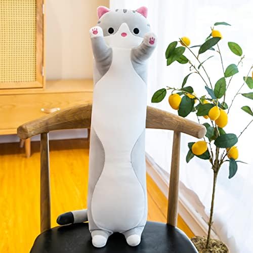 Rexinc Long Gray Cat Plush Pillow Toy