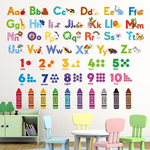 DECOWALL Animal Alphabet Numbers Wall Stickers