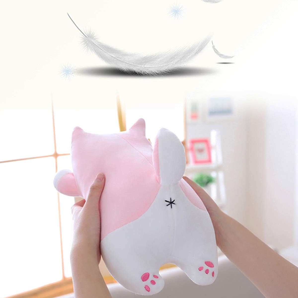Cute Shiba Inu Plush Pillow 135in Pink Smiling Eye