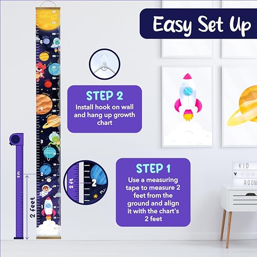 Kids Growth Chart for Wall - Outer Space Design