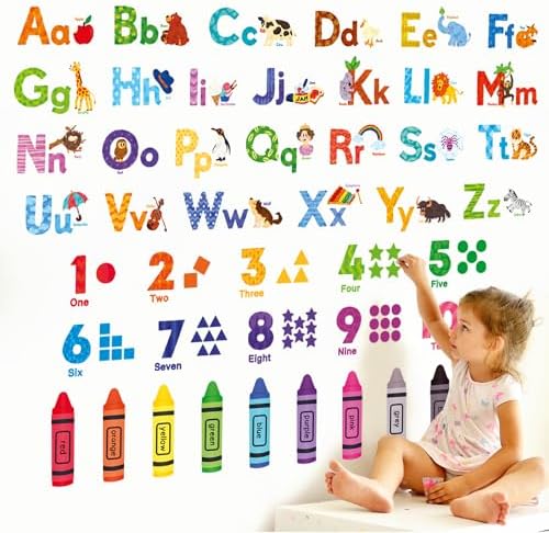 DECOWALL Animal Alphabet Numbers Wall Stickers