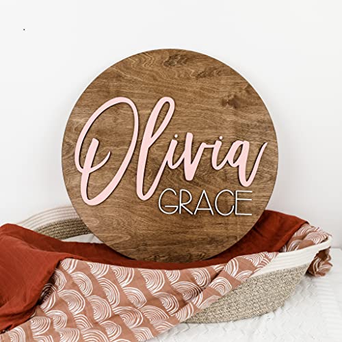 Custom Round Nursery Name Sign - Olivia Grace