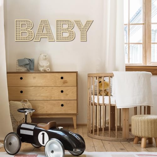 Baby Letters Wooden Rattan 8 Inch 4Pcs Wall Decor