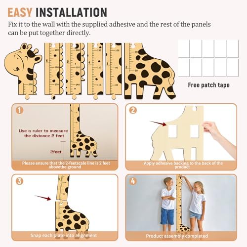 Wooden Growth Chart with Giraffe Design