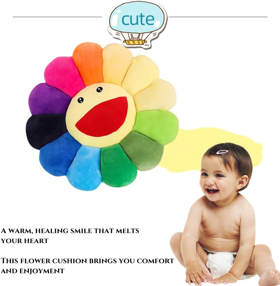 17 Inch Sunflower Plush Pillow with Smile Face