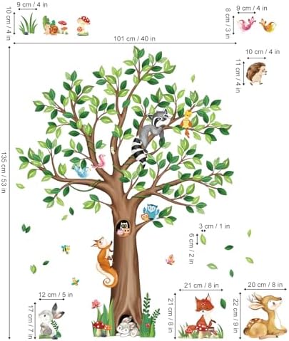 Decalmile Woodland Animals Wall Stickers
