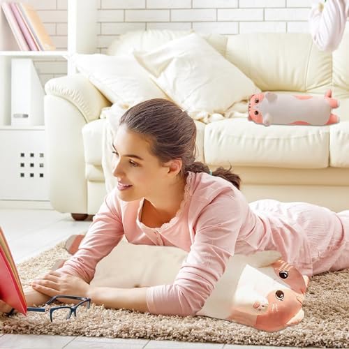 Pink Cat Plush Body Pillow for Kids