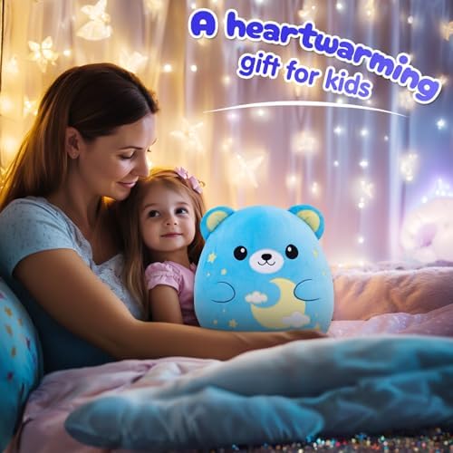 Soft 12 Inch Blue Bear Plush Pillow