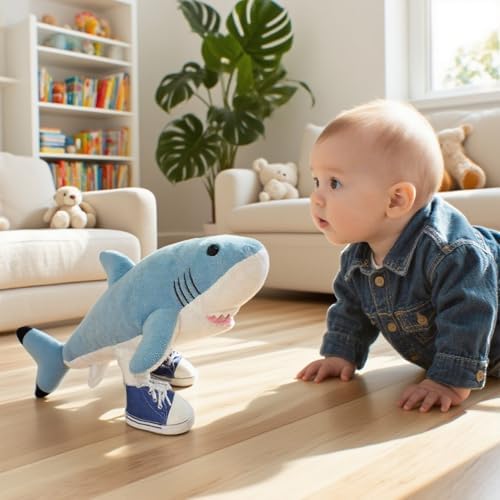 Italian Shark Plush Pillow Blue