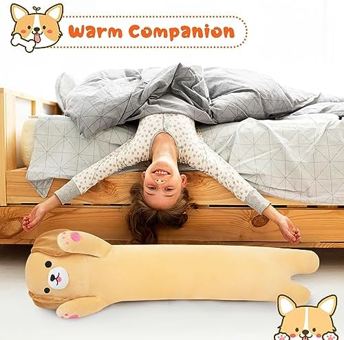Long Dog Plush Hugging Pillow for Kids and Adults