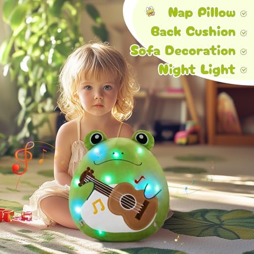 Light Up Singing Frog Plush Pillow
