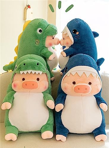 Cute Pig Plush Pillow with Shark Dinosaur Design
