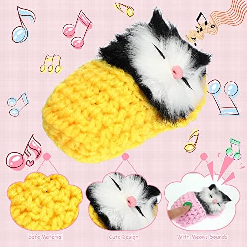 Zubebe 12 Pcs Sleeping Cat Dolls in Slippers