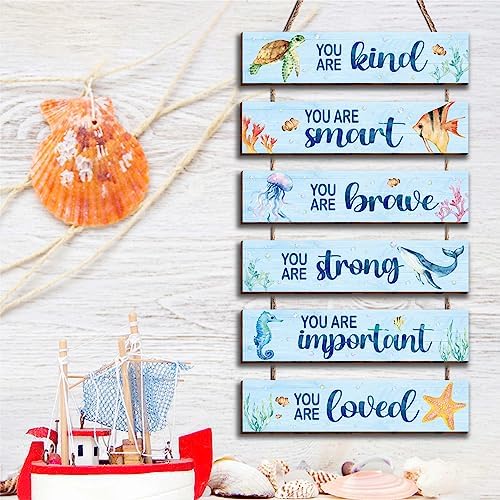 6 Pcs Ocean Decor Wall Plaques for Kids Room