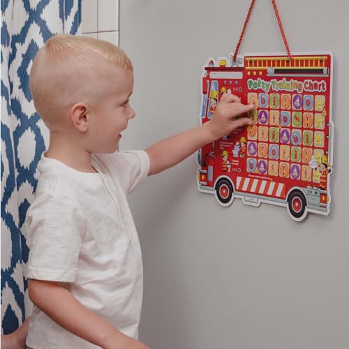 Potty Training Chart with Fireman Stickers and Crown for Toddlers