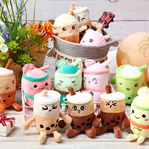 Zhanmai 12 Pack 5 Inch Bubble Tea Plush Pillow Keychain