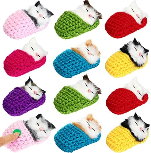 Zubebe 12 Pcs Sleeping Cat Dolls in Slippers