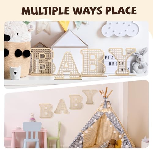 4 Pcs Rattan Wood Baby Letters