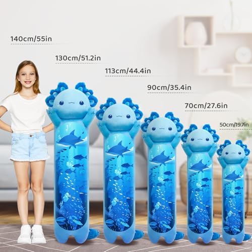 Long Axolotl Plush Body Pillow Cute Blue Plushie