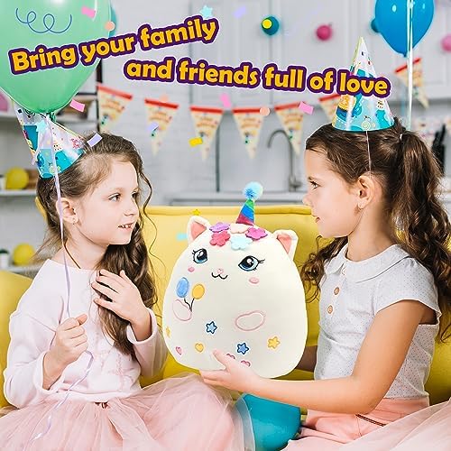 Easfan Birthday Princess Kitty Plush Pillow