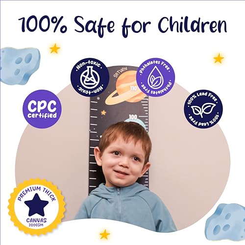 Kids Growth Chart for Wall - Outer Space Design