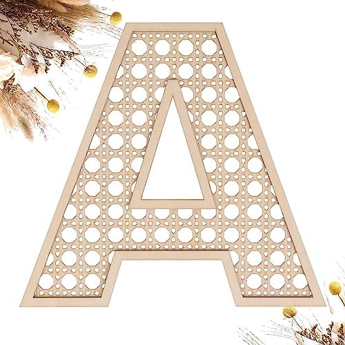 8 Inch Wooden Rattan Letter A Wall Decor