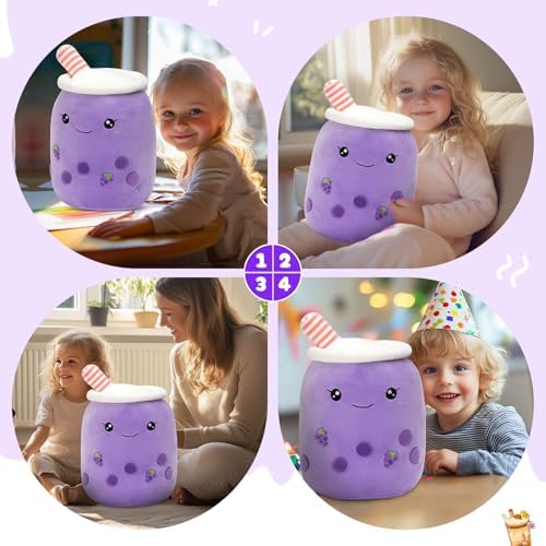 Athoinsu Purple Grape Boba Tea Plush Pillow