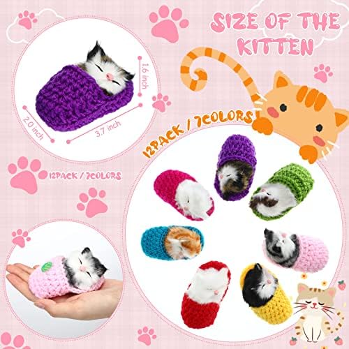 Zubebe 12 Pcs Sleeping Cat Dolls in Slippers