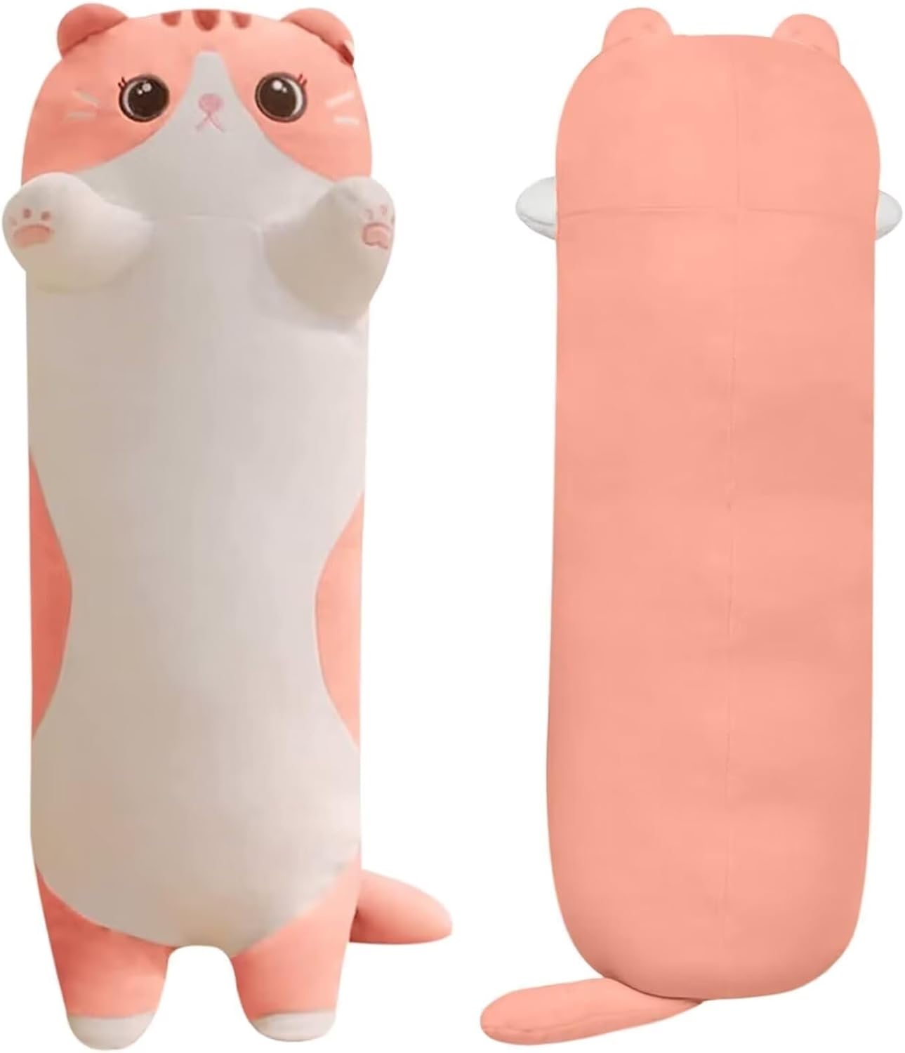 Pink Cat Plush Body Pillow for Kids