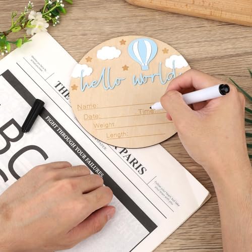 Wooden Baby Welcome Sign with Hello World