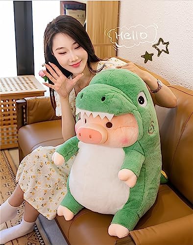 Cute Pig Plush Pillow with Shark Dinosaur Design
