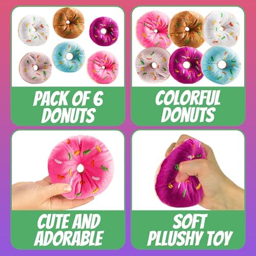 Bedwina Plush Donut Party Decorations Pack of 6