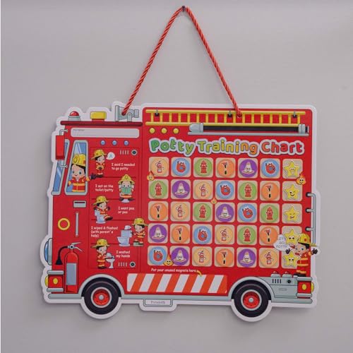 Potty Training Chart with Fireman Stickers and Crown for Toddlers