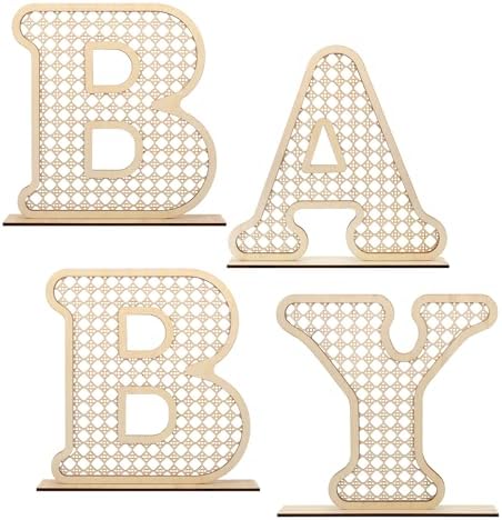 4 Pcs Rattan Wood Baby Letters