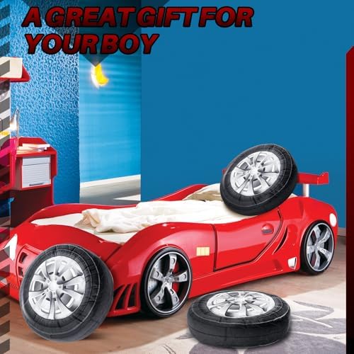 Meooeck 3D Wheel Plush Pillow for Boys