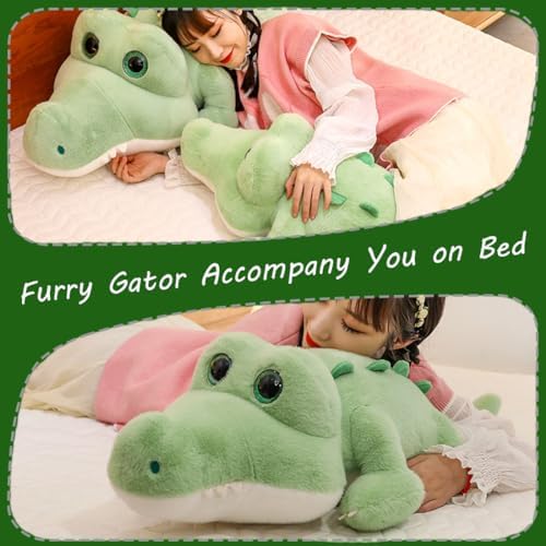 ELAINREN Super Furry Crocodile Plush Pillow