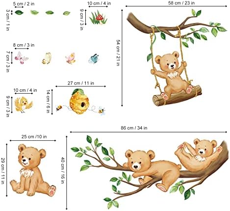 Decalmile Woodland Bear Wall Decals