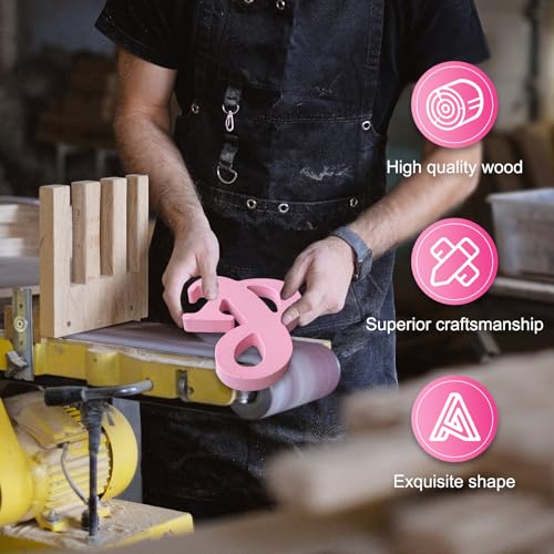 AOCEAN 8 Inch Pink Wood Letters for Wall Decor
