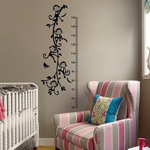 GECKOO Nursery Decor Monkey Growth Chart Vinyl Wall Sticker