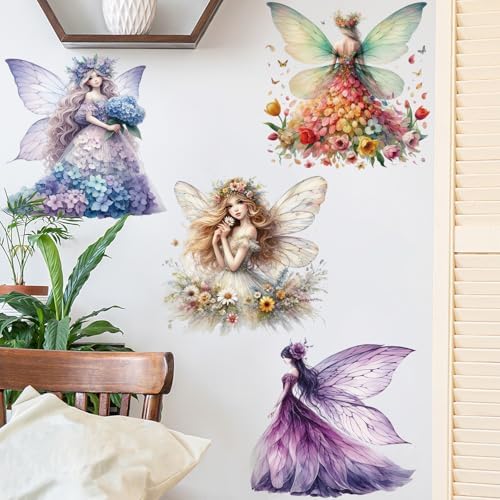 2 Sheets Removable Butterfly Girl Wall Decals