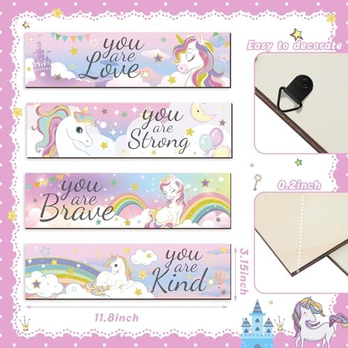 Geetery 4 Pcs Rainbow Wall Decor Hanging Signs