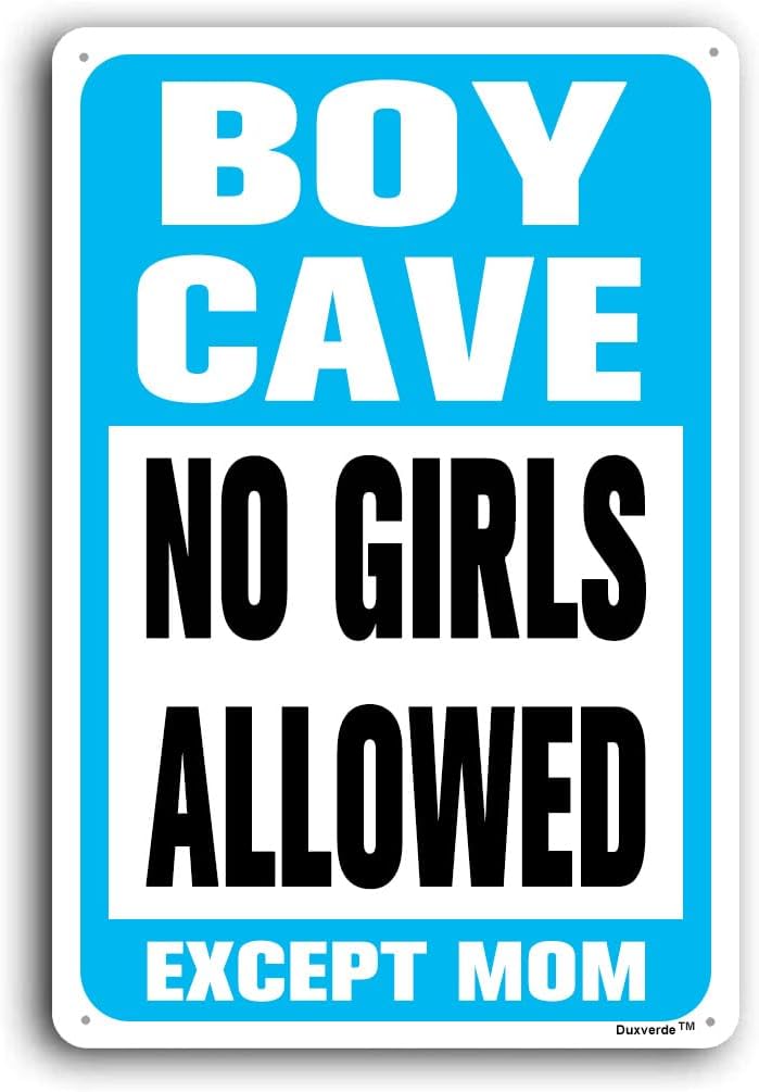 8x12 Inch Boy Cave Blue Aluminum Wall Sign