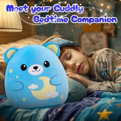 Soft 12 Inch Blue Bear Plush Pillow