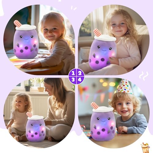 Light Up Purple Boba Pillow Toy