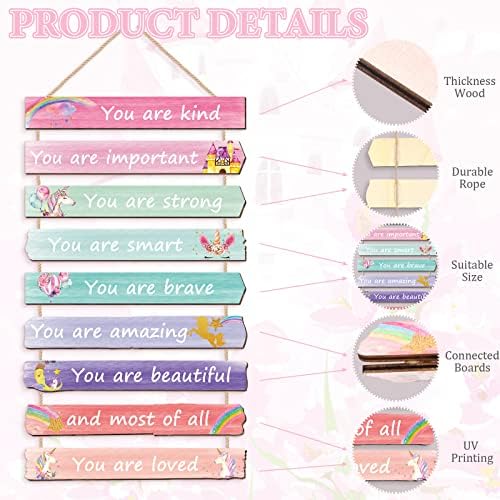Yookeer 9 Piece Pink Wall Art for Girls