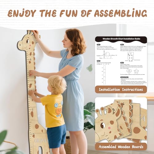 Woodemon Personalized Name Growth Chart for Wall
