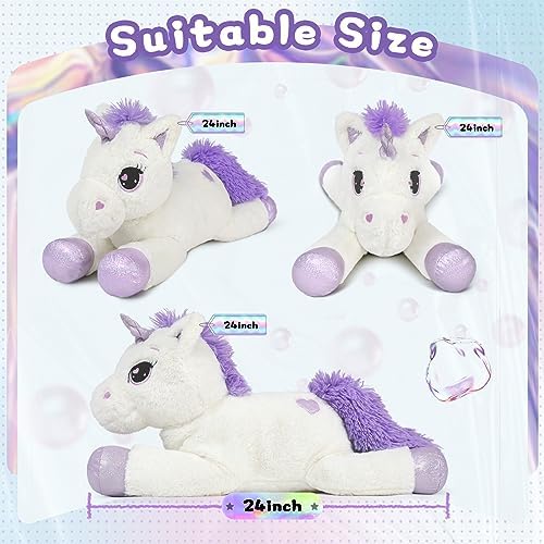 Big Stuffed Unicorn Plush Pillow 24 Inch
