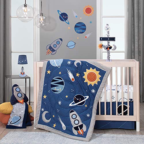 Lambs Ivy Milky Way Rocket Ship Pillow